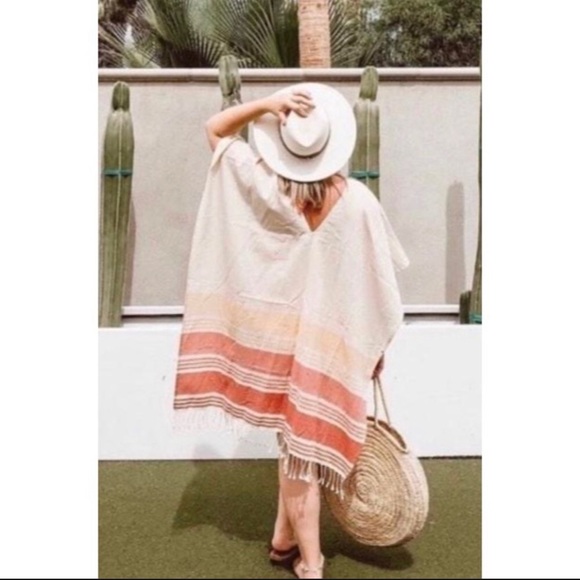 Tribe Alive Pink Caftan Stripe Swim Coverup - Picture 1 of 6